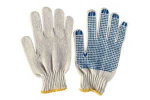 Cotton Knitted Seamless Gloves with PVC Dots